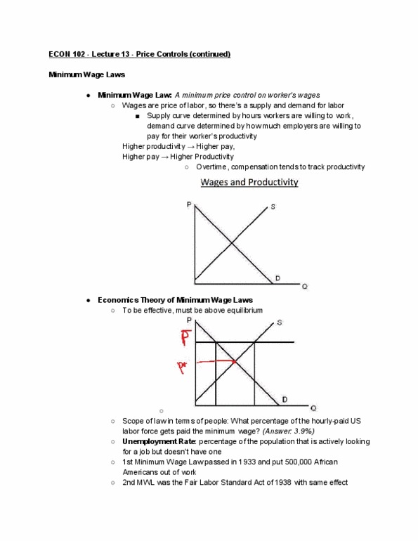 ECON 102 Lecture Notes - Lecture 13: Price Controls, Demand Curve thumbnail