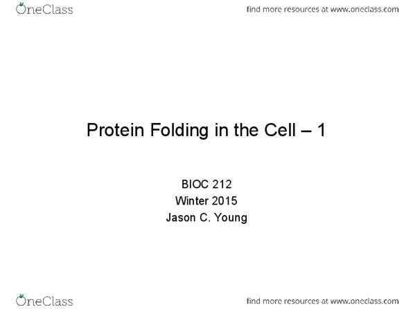 BIOC 212 Lecture Notes - Lecture 1: American Chemical Society, Protein Structure, Mitochondrion thumbnail