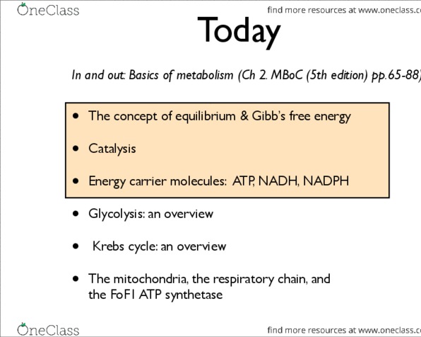 BIOC 212 Lecture Notes - Lecture 1: Gibbs Free Energy, Citric Acid Cycle, Electron Transport Chain thumbnail