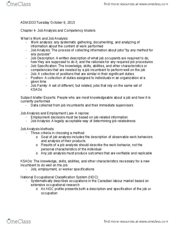 ADM 3333 Lecture Notes - Lecture 4: Paq, Task Analysis, Critical Incident Technique thumbnail