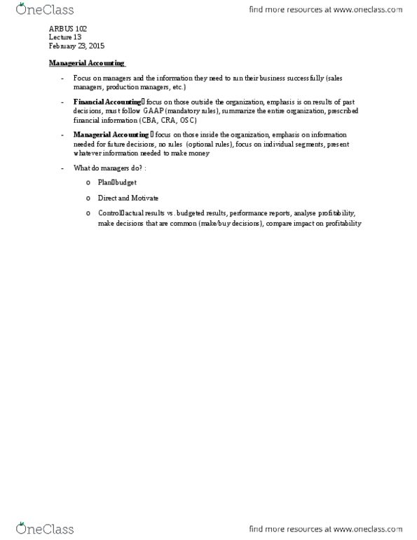 AFM102 Lecture 13: Lecture 13-Managerial Accounting thumbnail