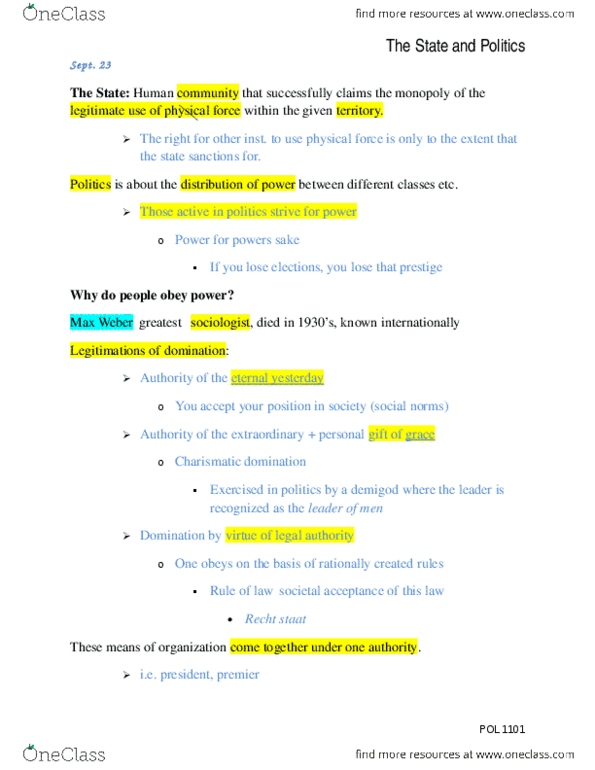 POL 1101 Lecture Notes - Lecture 2: International Criminal Court, Avocation, Demigod thumbnail