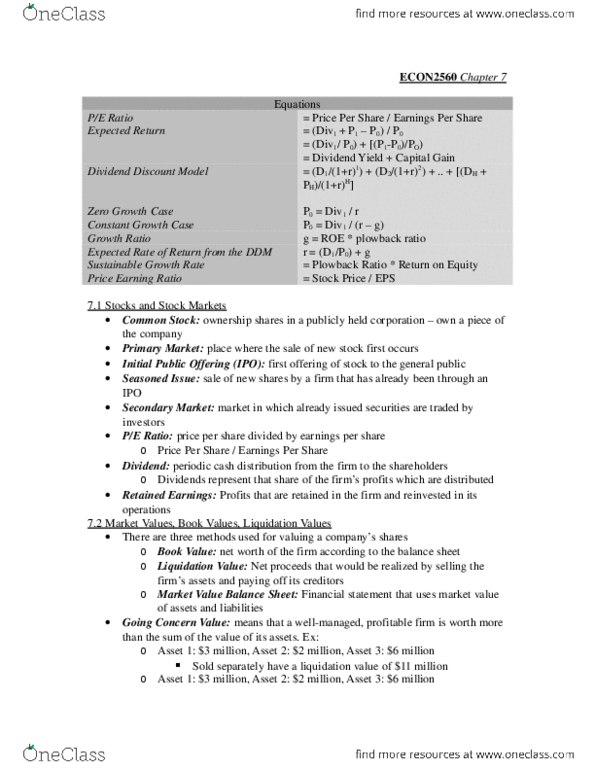 ECON 2560 Lecture Notes - Lecture 8: Dividend Discount Model thumbnail