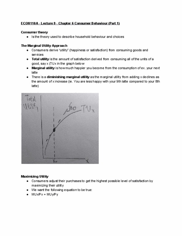 ECON 110 Lecture Notes - Lecture 9: Opportunity Cost, Indifference Curve, Budget Constraint thumbnail