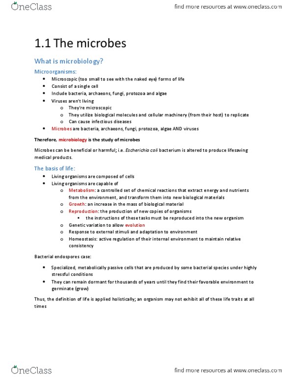 BIOLOGY 2EE3 Chapter Notes - Chapter 1: Industrial Microbiology, Genomics, Pasteurization thumbnail