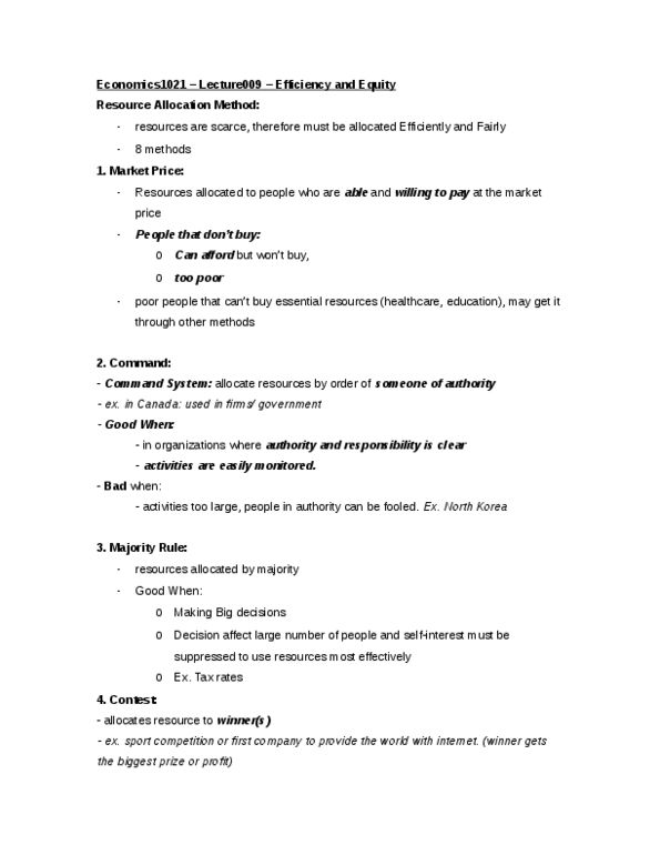 Economics 1021A/B Lecture 9: Efficiency and Equity thumbnail