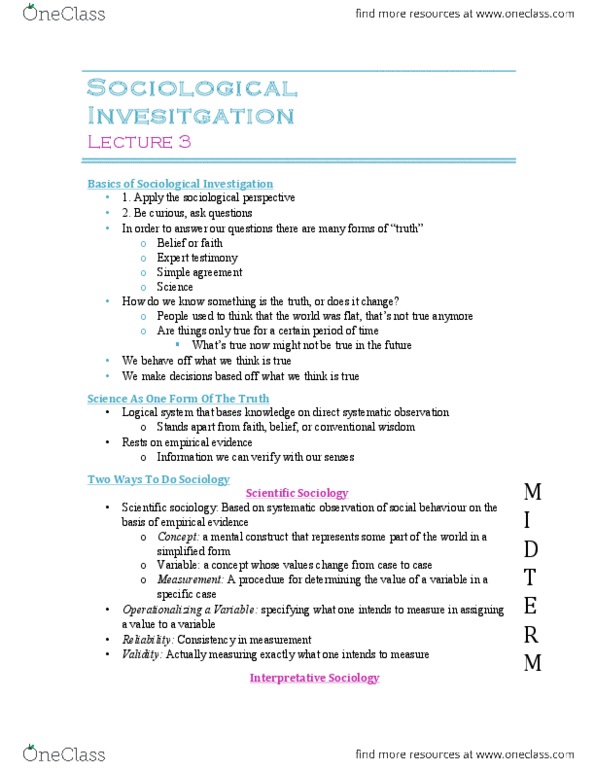 SOC 1100 Lecture Notes - Lecture 3: Hawthorne Effect, Participant Observation, Harriet Martineau thumbnail