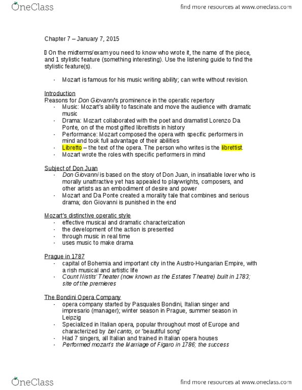 MUSIC 1AA3 Lecture Notes - Lecture 2: Lorenzo Da Ponte, Bel Canto, Estates Theatre thumbnail