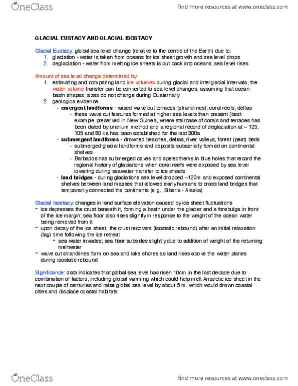 Earth Sciences 4462A/B Lecture Notes - Lecture 3: Continental Shelf, Oceanic Basin, Speleothem thumbnail