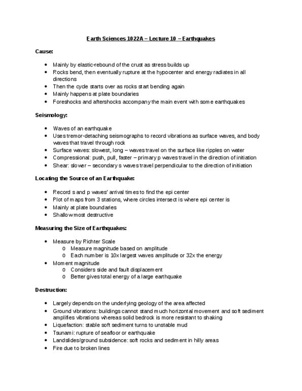 Earth Sciences 1022A/B Lecture 10: Earthquakes thumbnail