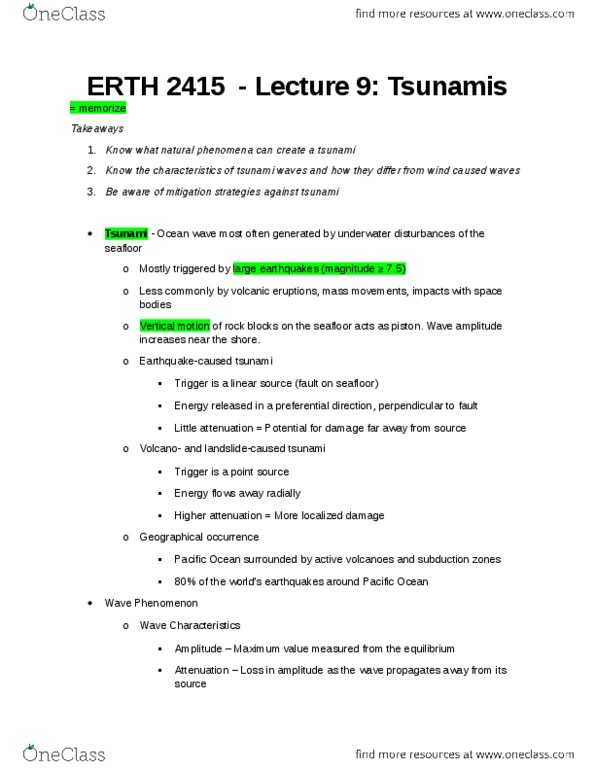 ERTH 2415 Lecture Notes - Lecture 9: Types Of Volcanic Eruptions, Wind Wave, 2004 Indian Ocean Earthquake And Tsunami thumbnail