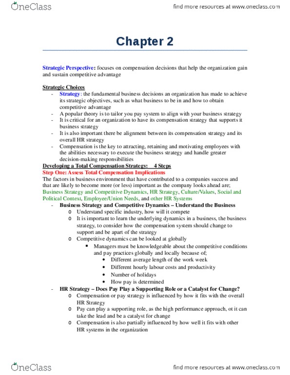HROB 3010 Chapter 2-7: Chapter Summaries 2-7 thumbnail