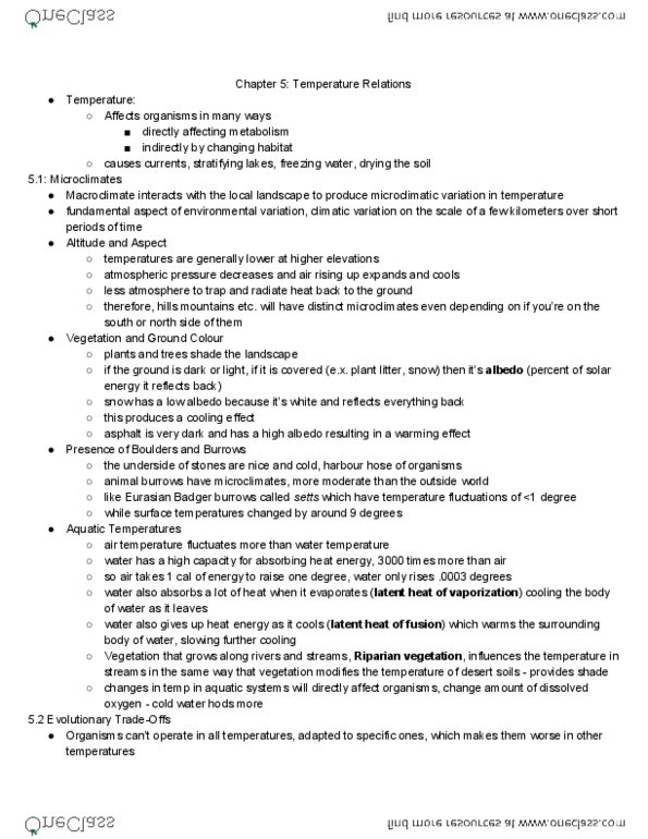 BIOLOGY 2F03 Chapter 5: Chapter 5: Temperature Relations thumbnail