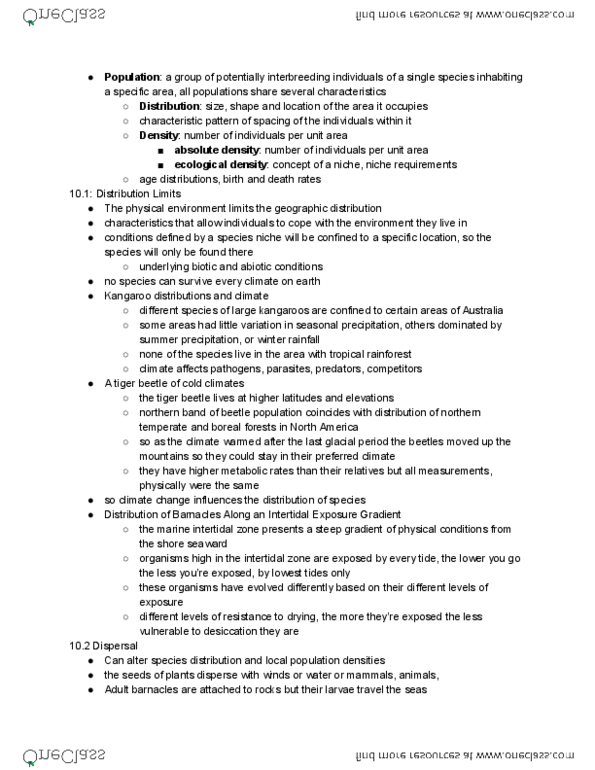 BIOLOGY 2F03 Chapter 10: Chapter 10: Distribution and Abundance of Populations and Species thumbnail