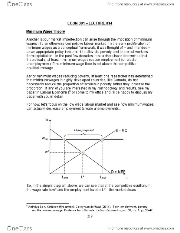 ECON301 Lecture Notes - Lecture 14: Slutsky Equation, Wage Labour, Competitive Equilibrium thumbnail