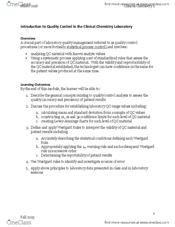 CHEM 110 Lecture Notes - Lecture 8: Statistical Process Control, Standard Deviation, Quality Management thumbnail