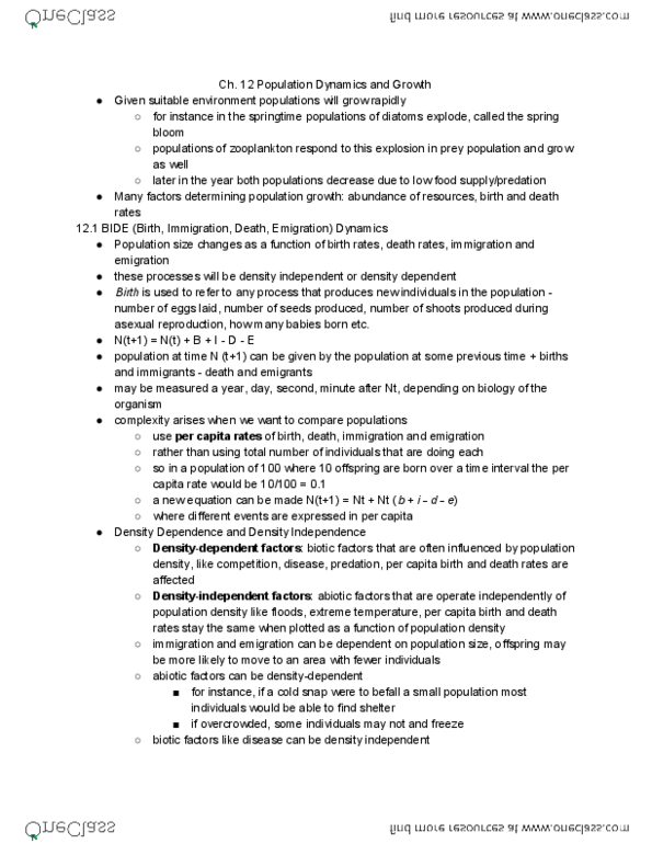 BIOLOGY 2F03 Chapter Notes - Chapter 12: Logistic Function, Exponential Growth, Northern Water Snake thumbnail