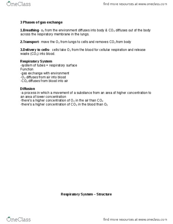 BIO 1109 Lecture Notes - Lecture 10: Cellular Respiration, Respiratory Center, Abdominal Cavity thumbnail