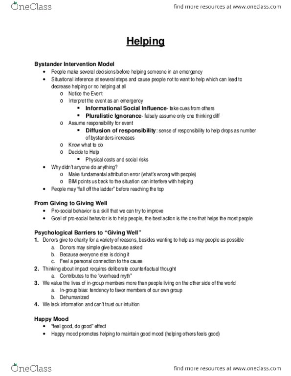 PSYC 260 Chapter Notes - Chapter 9: Social Influence, In-Group Favoritism, Ingroups And Outgroups thumbnail