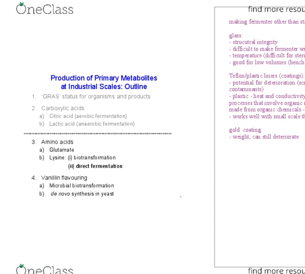 MICRB315 Lecture Notes - Lecture 4: De Novo Synthesis, Stainless Steel, Biotransformation thumbnail