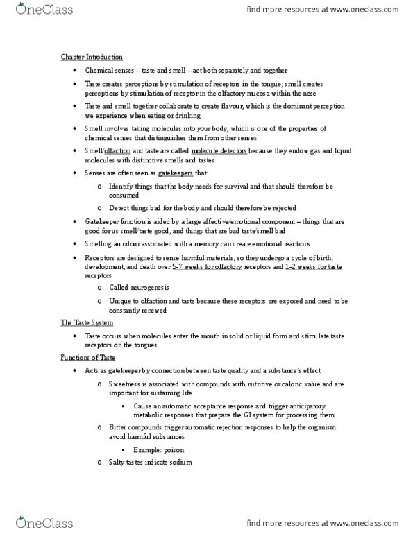 PSYC 369 Chapter Notes - Chapter 15: Olfactory Mucosa, Olfactory Receptor, Nasal Cavity thumbnail