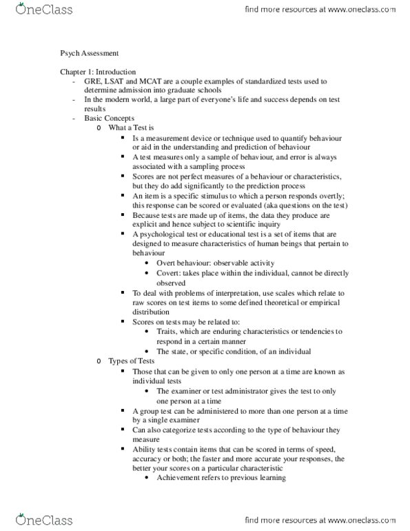 PSY100H1 Chapter Notes - Chapter 1, 21: Law School Admission Test, Ilike thumbnail