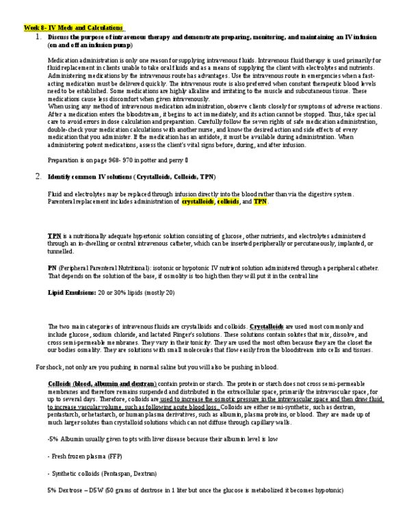 NSE 22A/B Lecture 8: NSE 22- WEEK 8 iv meds notes thumbnail