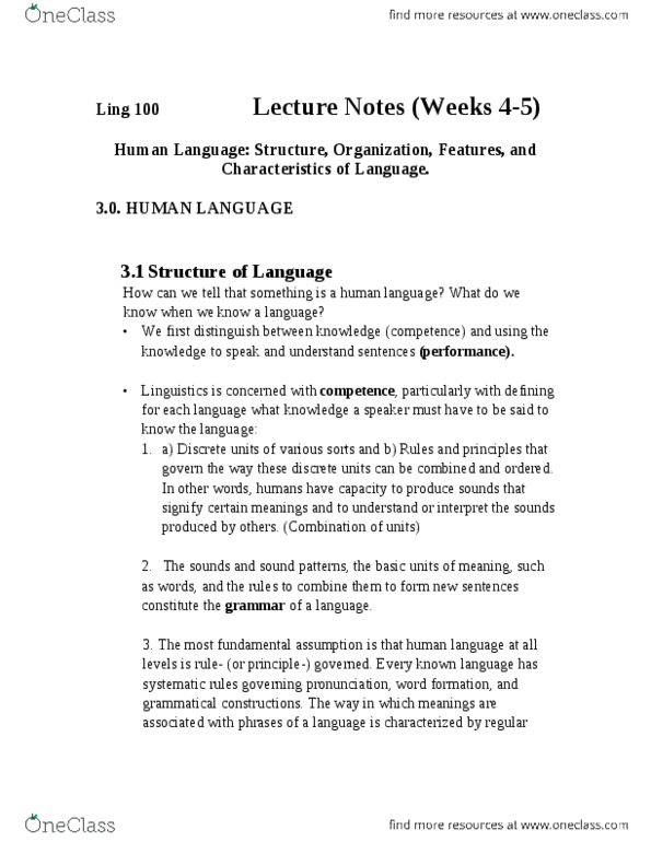 LING 100 Lecture Notes - Lecture 4: Linguistic Prescription, Phonetics, Word Formation thumbnail