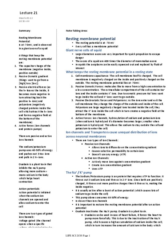 LIFESCI 2C03 Lecture Notes - Myotonia, Channelopathy, Rate Equation thumbnail