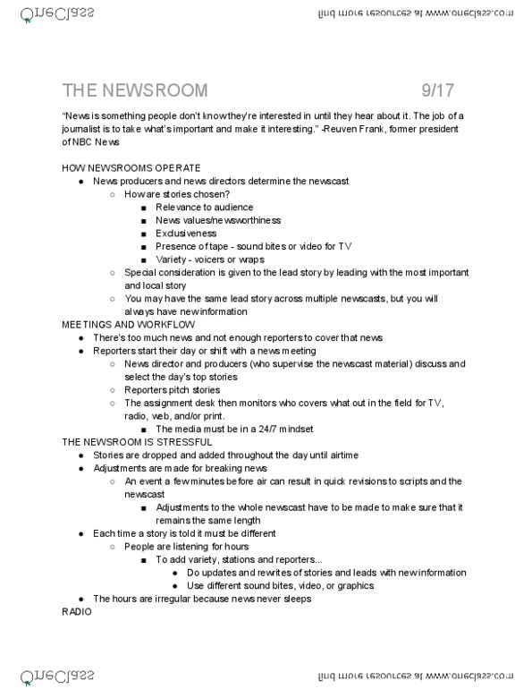 RTV 2100 Lecture Notes - Lecture 6: Reuven Frank, Baby Boomers, Prime Time thumbnail