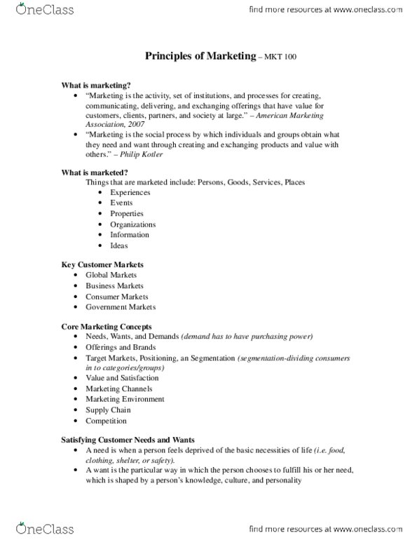 MKT 100 Lecture Notes - Lecture 8: Ebay, Kijiji, Swot Analysis thumbnail