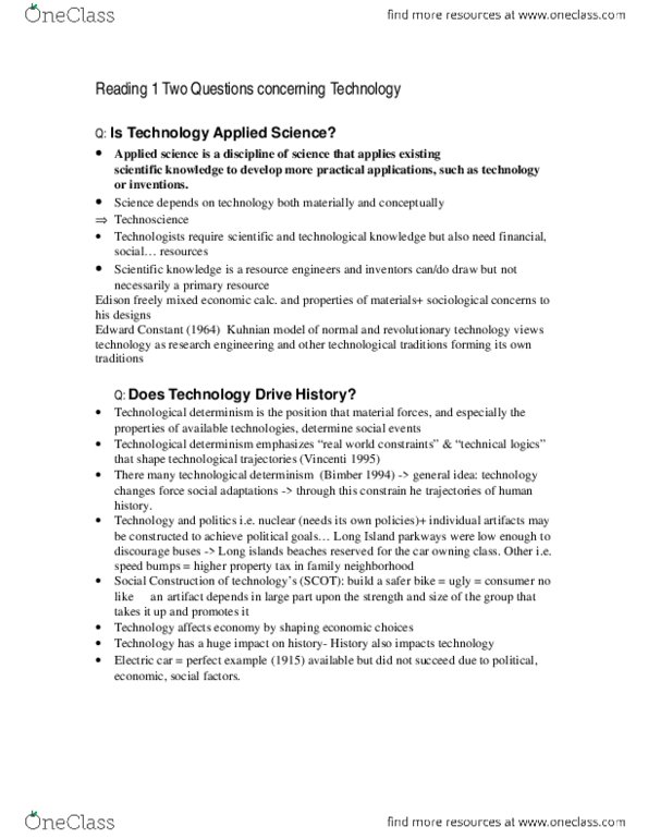 NATS 1775 Chapter Notes - Chapter ...: Thomas Kuhn, Technological Determinism, Applied Science thumbnail