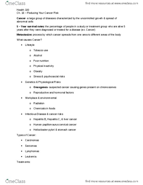 HTH 100 Lecture Notes - Lecture 6: Stereotactic Surgery, Radiation Therapy, Angiogenesis thumbnail