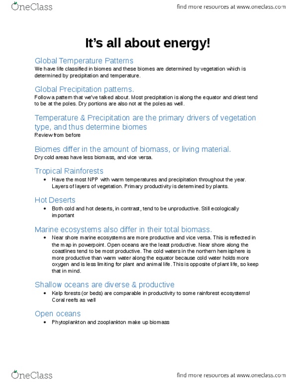 BIOB50H3 Lecture Notes - Lecture 5: Phytoplankton, Giant Tube Worm, Energy thumbnail