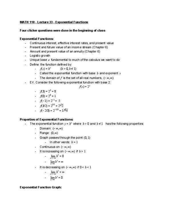 MATH 110 Lecture Notes - Lecture 33: Logistic Function, Graph Of A Function thumbnail