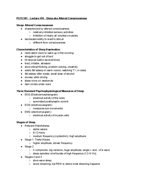 PSYC 101 Lecture Notes - Lecture 16: Slow-Wave Sleep, Alarm Clock, Sleep Spindle thumbnail