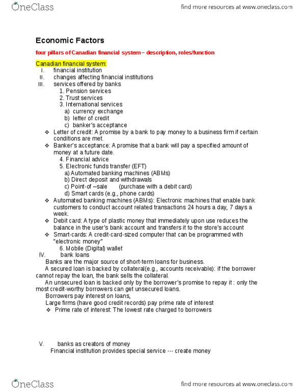 BU111 Lecture Notes - Lecture 14: Electronic Funds Transfer, Unsecured Debt, Debit Card thumbnail