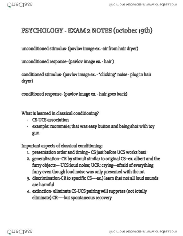 PSY 100 Lecture Notes - Lecture 20: Hair Dryer, Classical Conditioning, Operant Conditioning thumbnail