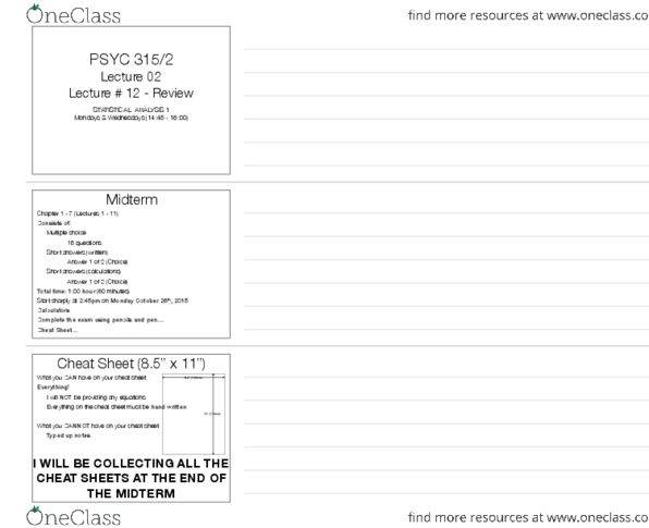 PSYC 315 Lecture 12: Lecture 12 -2015 Review STUDENTS thumbnail