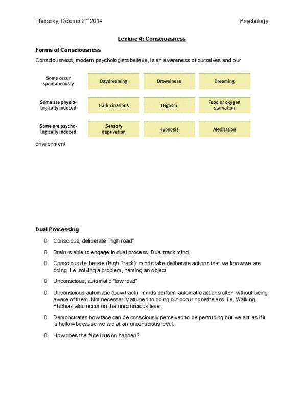 PSYC 1000U Lecture Notes - Lecture 4: Inattentional Blindness, Cocktail Party, Change Blindness thumbnail