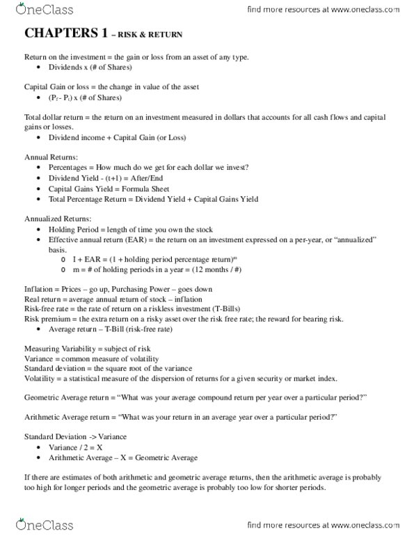 FIN 501 Lecture Notes - Lecture 5: Dow Jones Industrial Average thumbnail