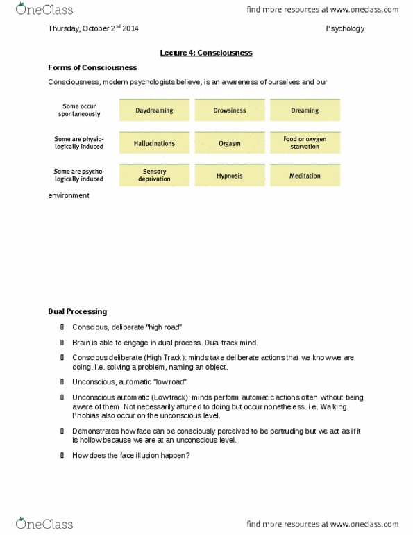 PSYC 1000U Lecture Notes - Lecture 4: Inattentional Blindness, Cocktail Party, Change Blindness thumbnail