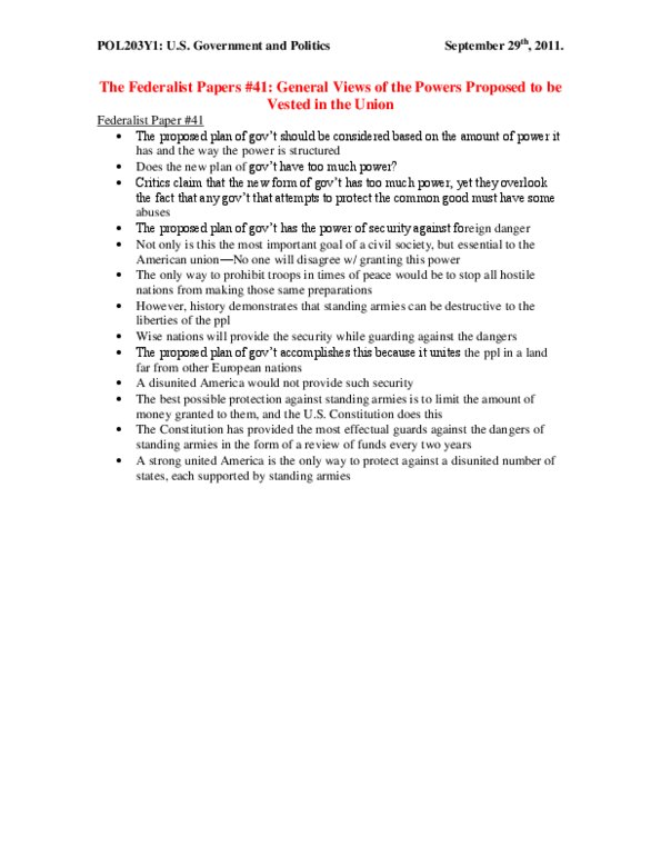 POL203Y1 Chapter Notes -The Federalist Papers thumbnail