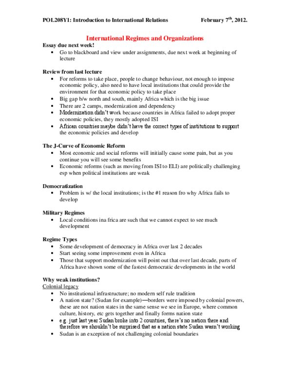 POL208Y1 Lecture : International Regimes and Organizations thumbnail