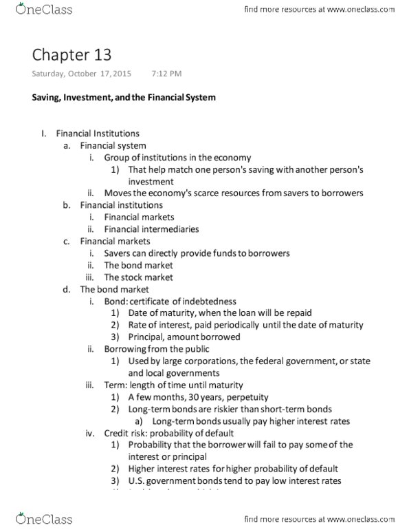ECON 112 Lecture Notes - Lecture 13: Loanable Funds, Tax Credit, Real Interest Rate thumbnail
