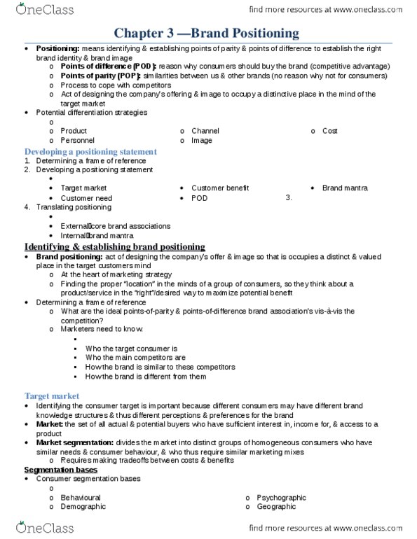 MKT 510 Lecture Notes - Lecture 2: Mantra, Target Market, Identifiability thumbnail