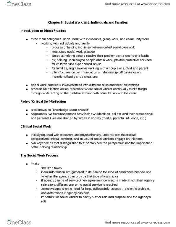 SOCWK120R Lecture Notes - Lecture 6: Family Process thumbnail