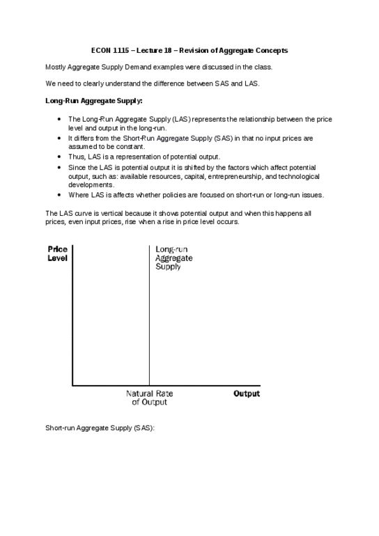 ECON 1115 Lecture Notes - Lecture 18: Aggregate Supply, Potential Output, Aggregate Demand thumbnail