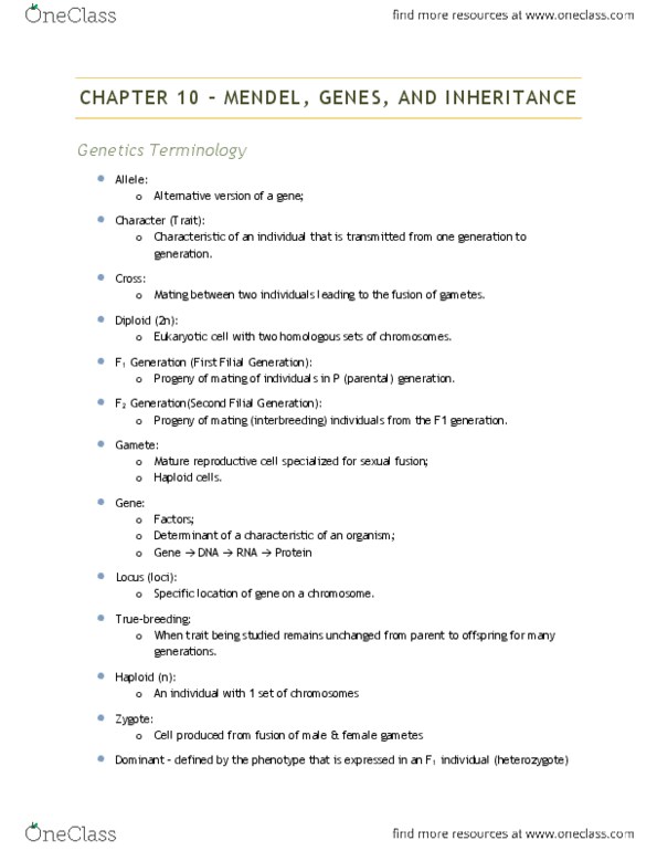 BIOA01H3 Chapter Notes - Chapter 10: Gamete, Glycoprotein, Achondroplasia thumbnail