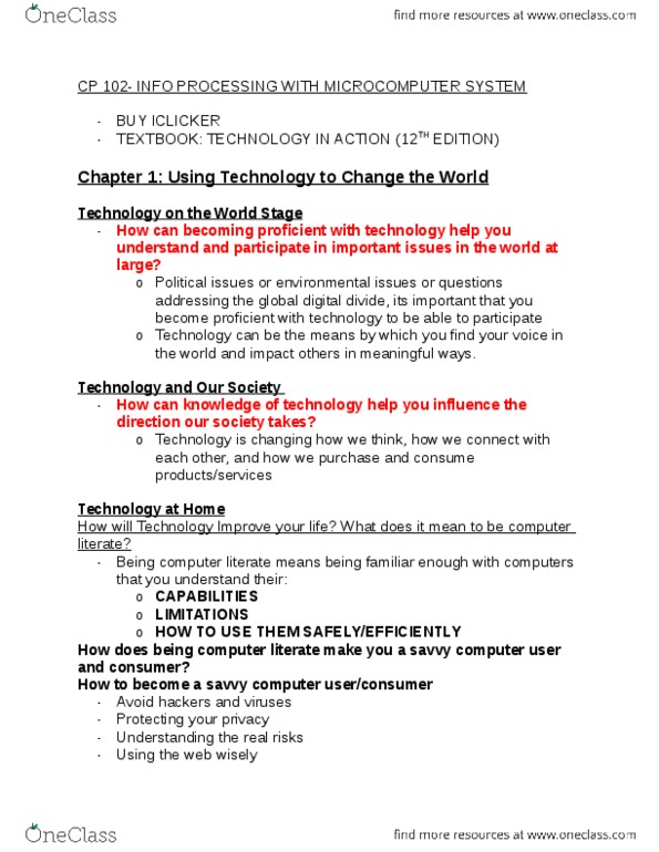 CP102 Lecture Notes - Lecture 1: Gigabyte, Digital Divide, Terabyte thumbnail